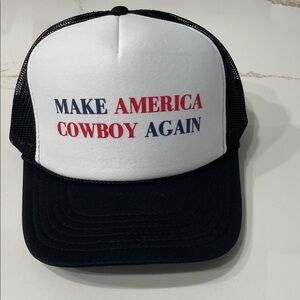 NWT MAKE AMERICA COWBOY AGAIN Black, Red and White Trucker Hat